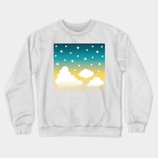 Clouds | Stars | Gradient | White Blue Yellow Crewneck Sweatshirt